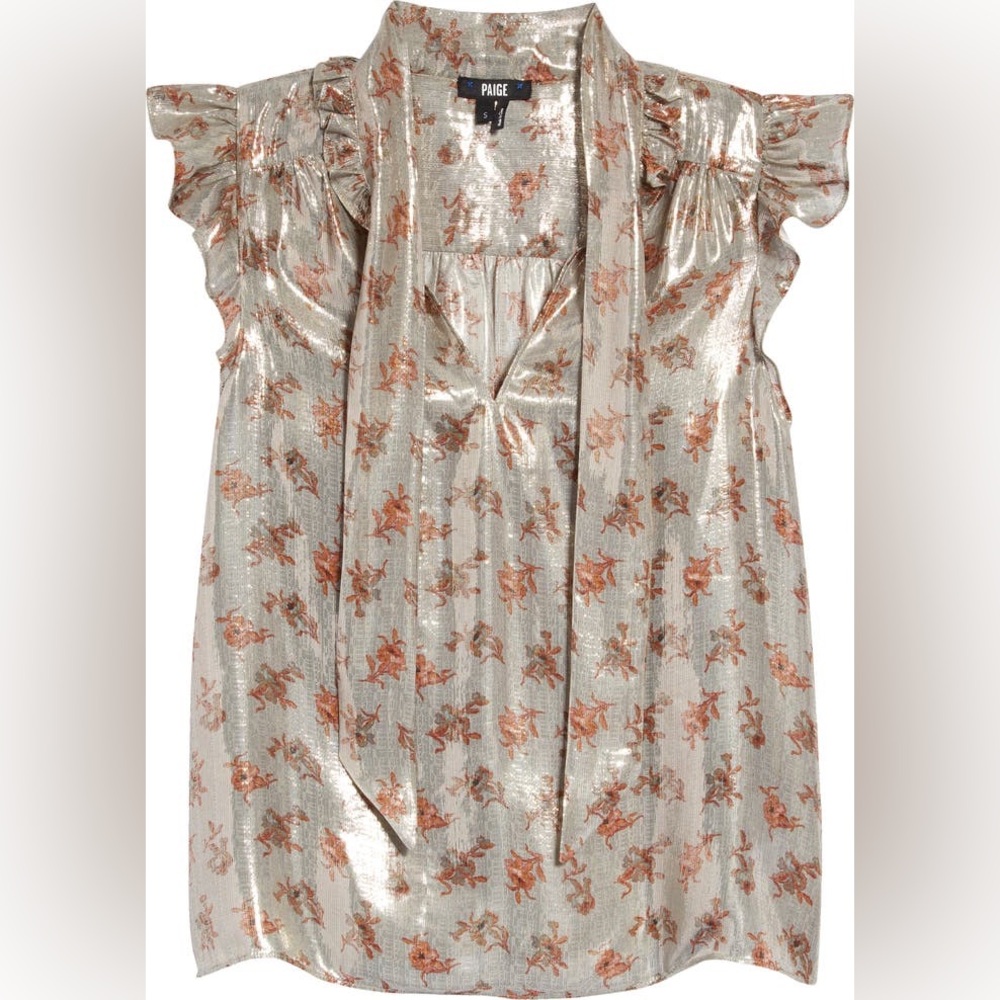 PAIGE Floral Satin Shimmery Blouse